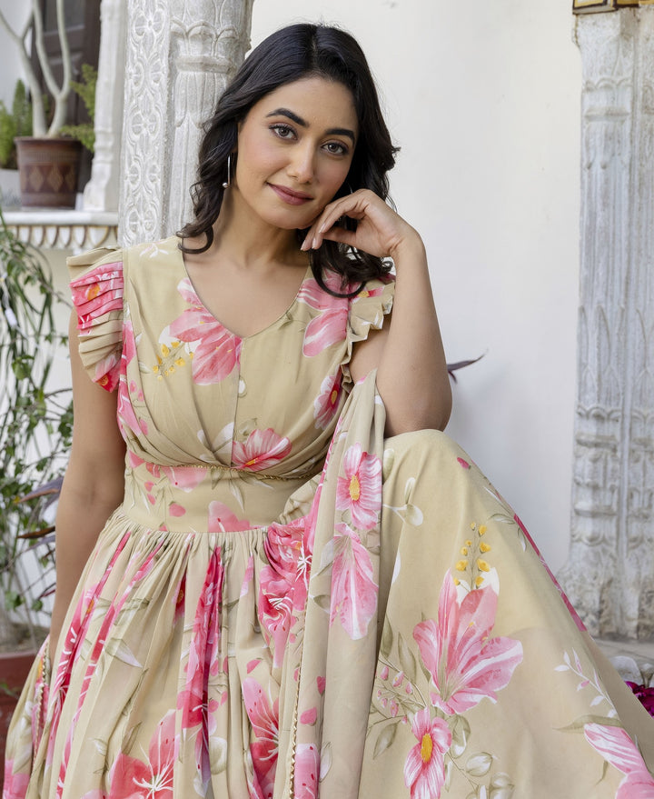 Floral Printed Tending Anarkali Gown