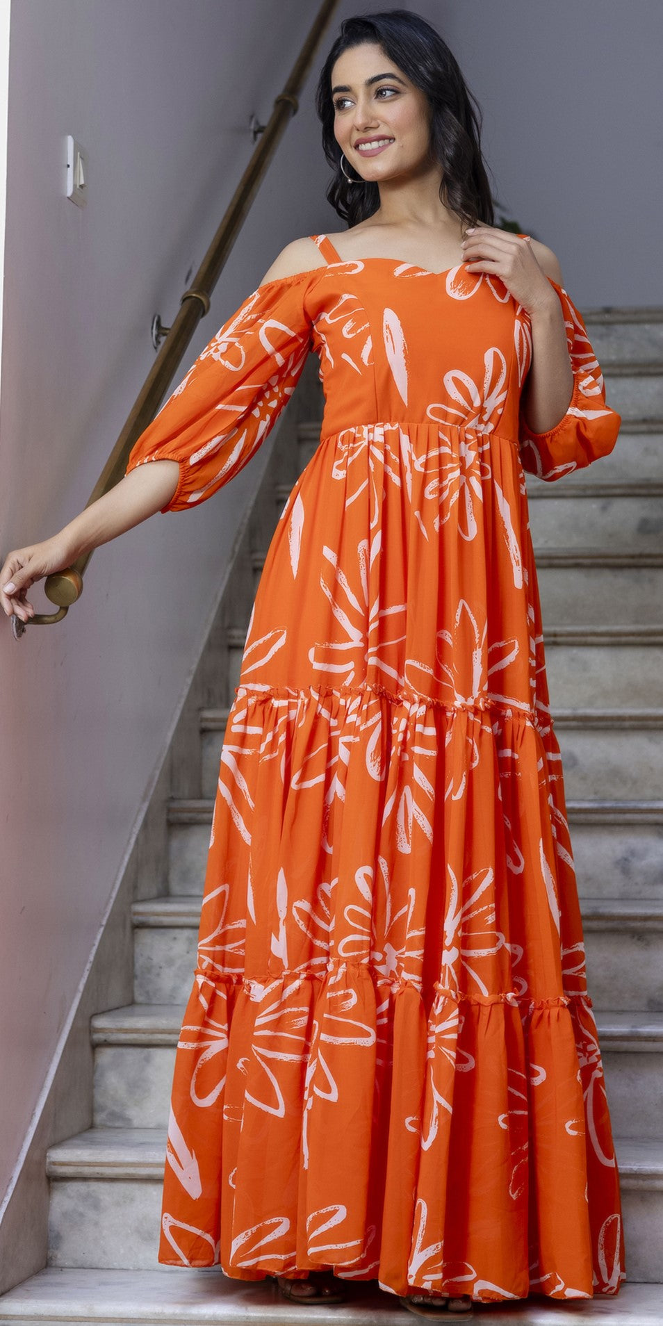 Orange Maxi Desinger Gown