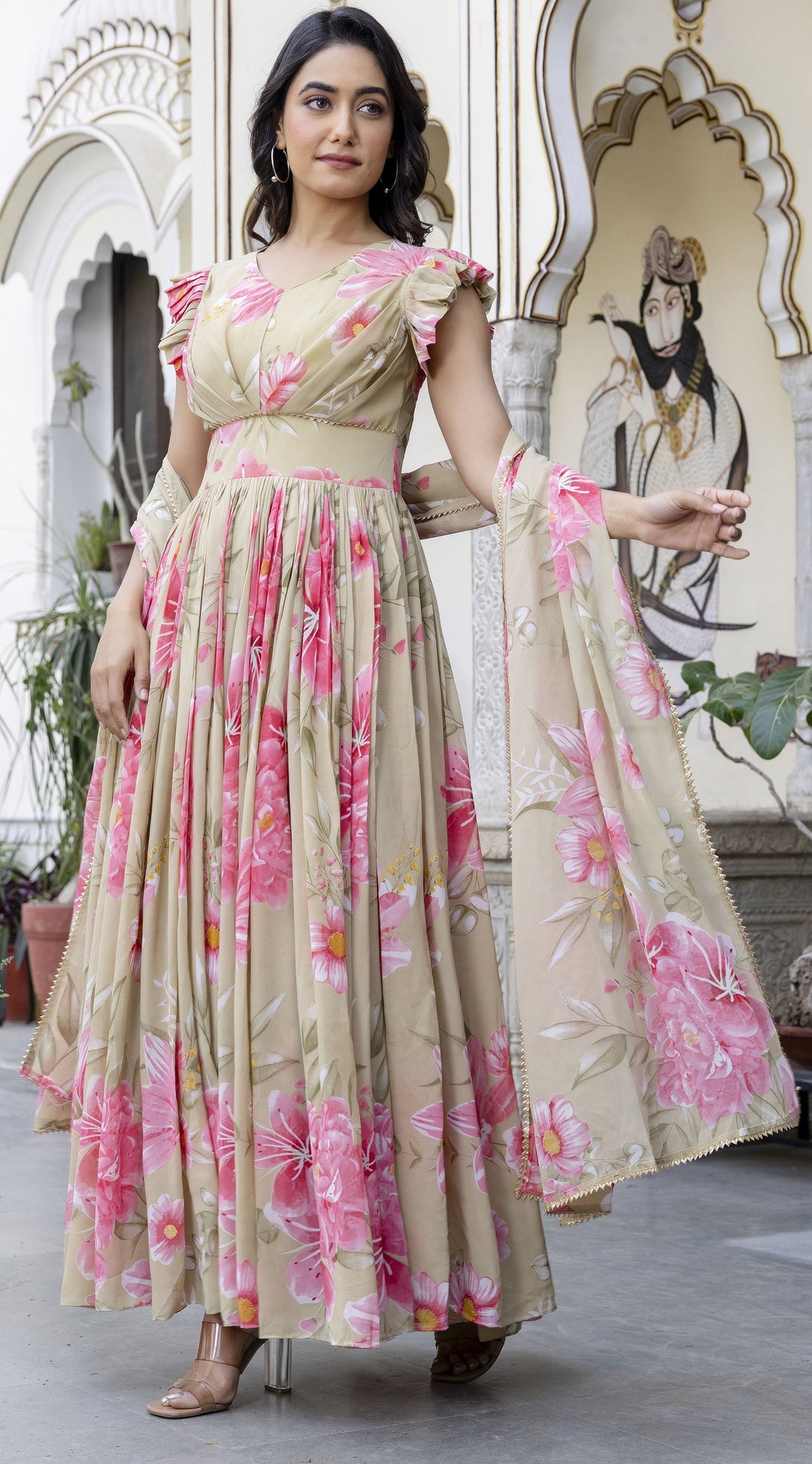 Floral Printed Tending Anarkali Gown