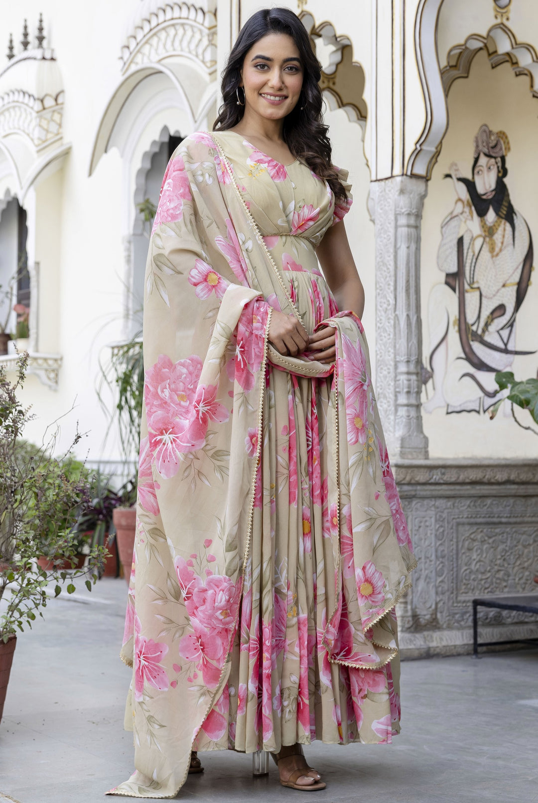 Floral Printed Tending Anarkali Gown