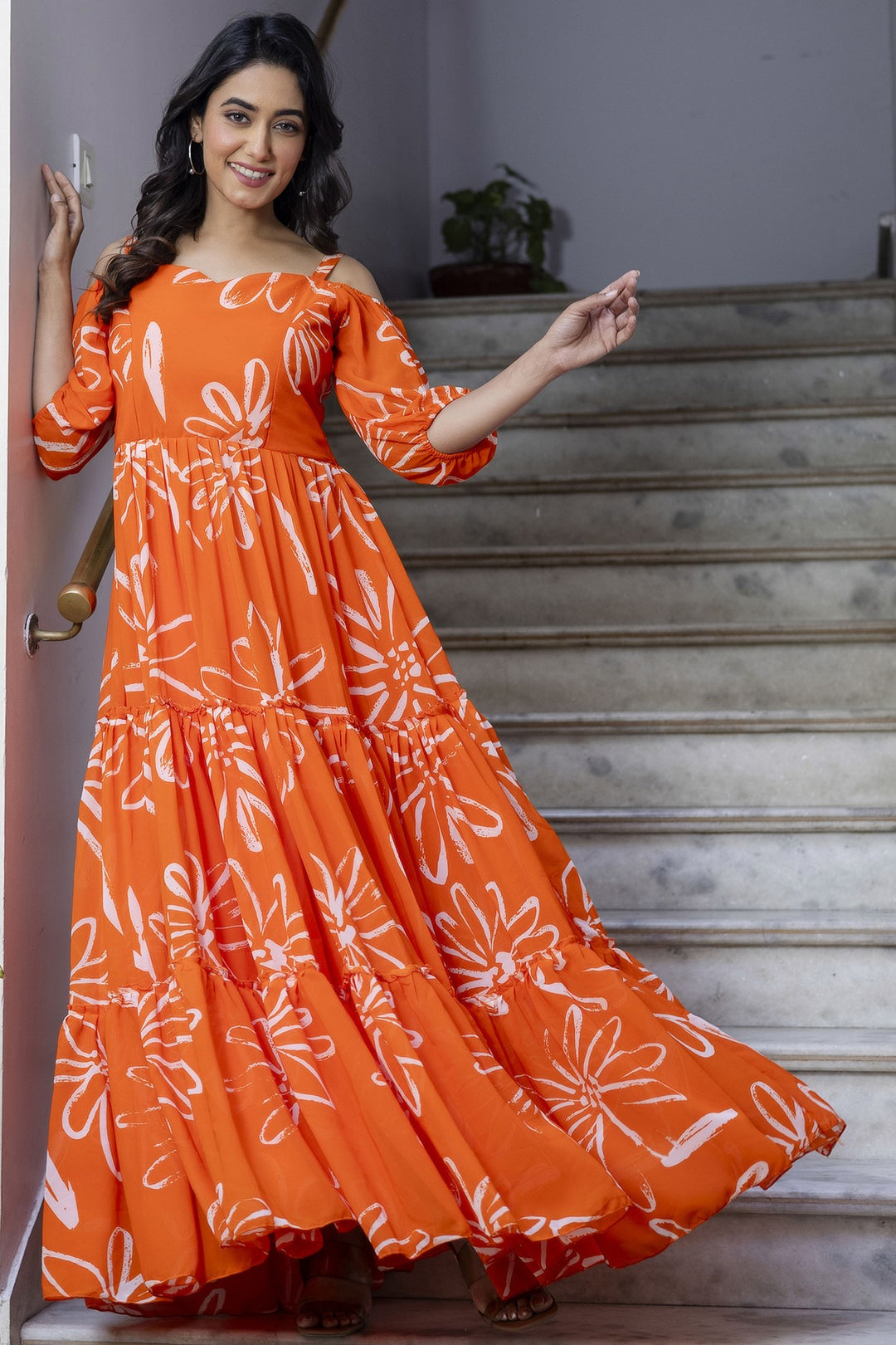 Orange Maxi Desinger Gown