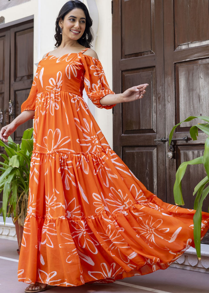 Orange Maxi Desinger Gown