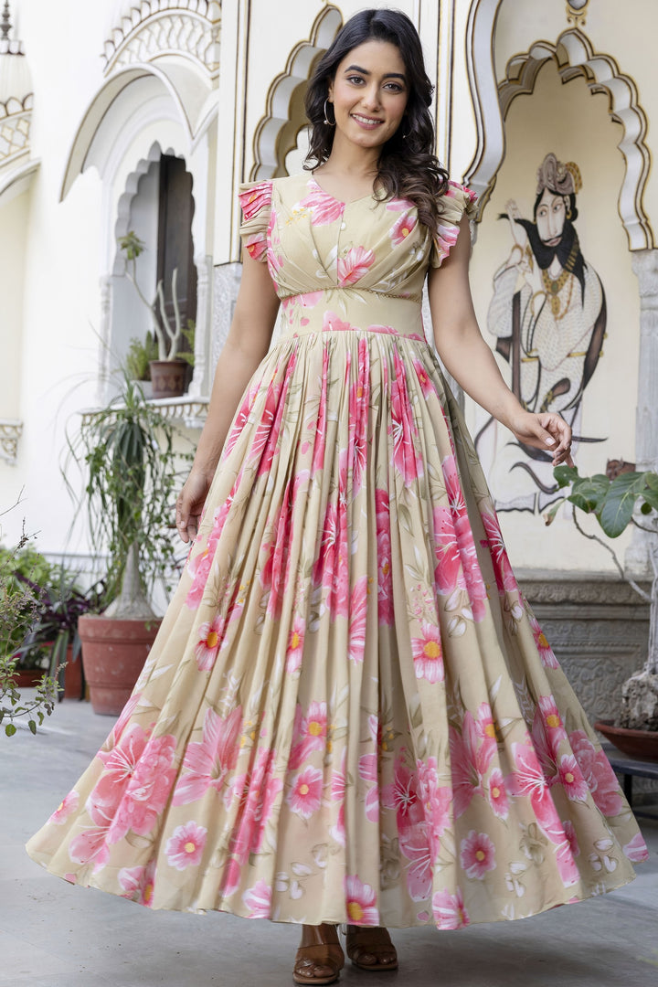 Floral Printed Tending Anarkali Gown