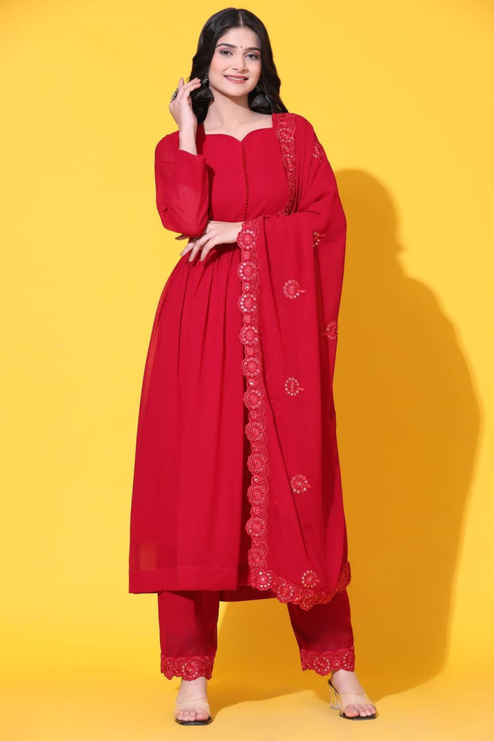 Designer Georgette Gown With Dupatta And Pant Set