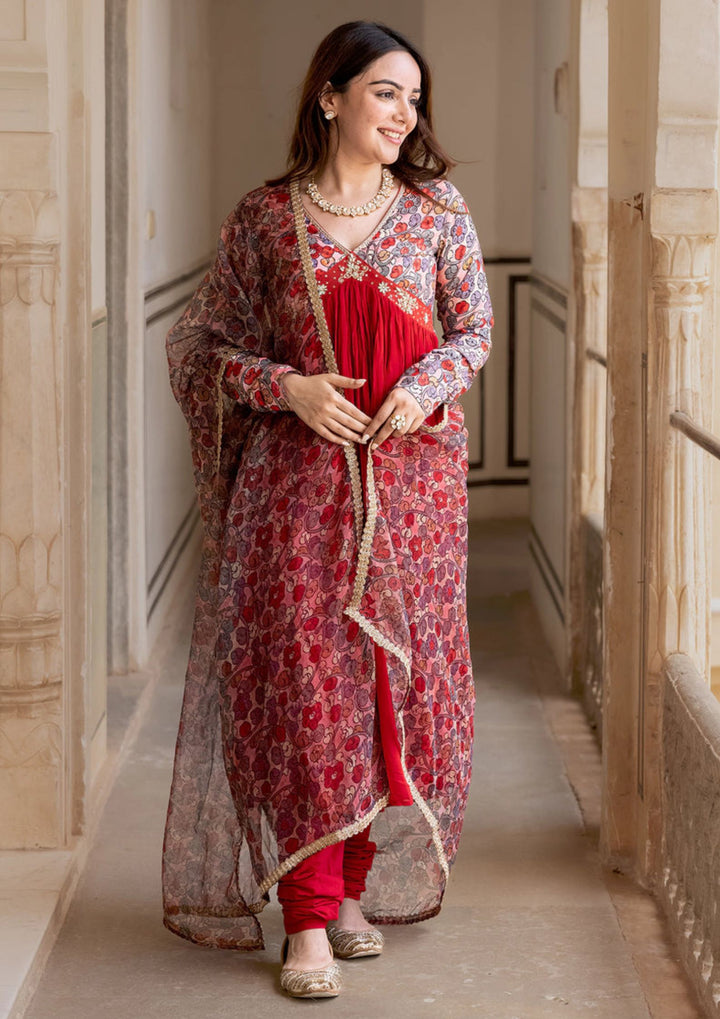 Aliya Cut Red Color Hand Work Suit