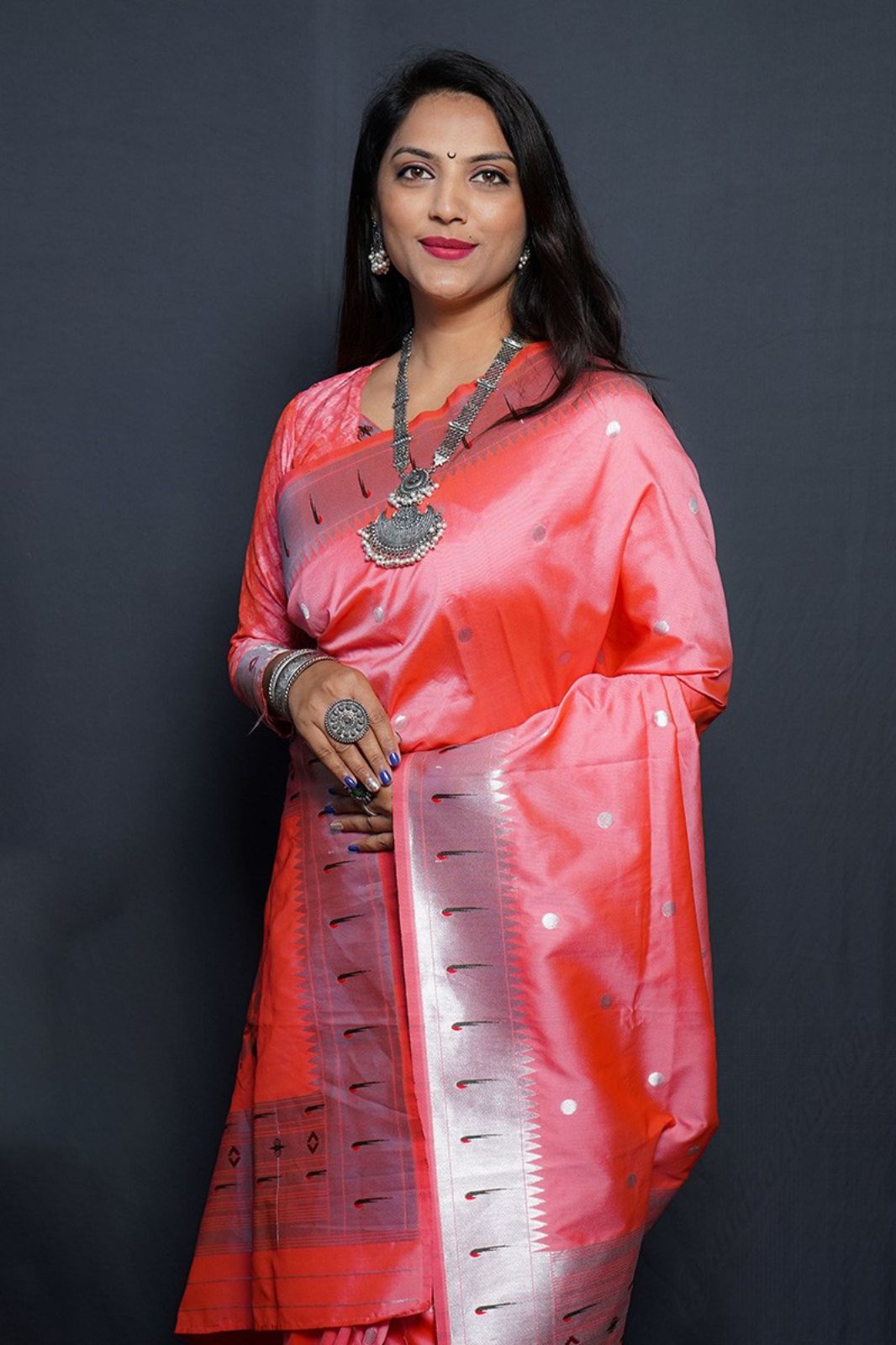 Pink Color Soft Paithani Silk Jacquard Saree