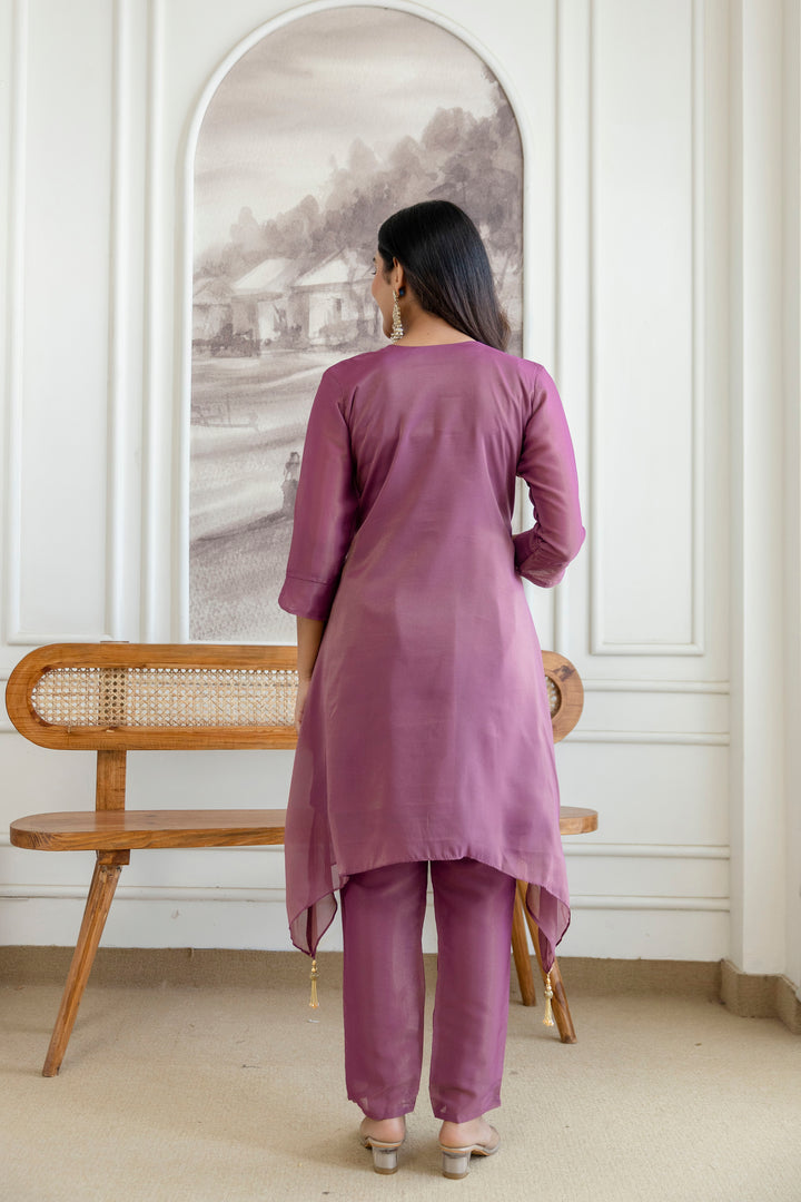 Designer Fancy Onion Color Kurti and Pant Set