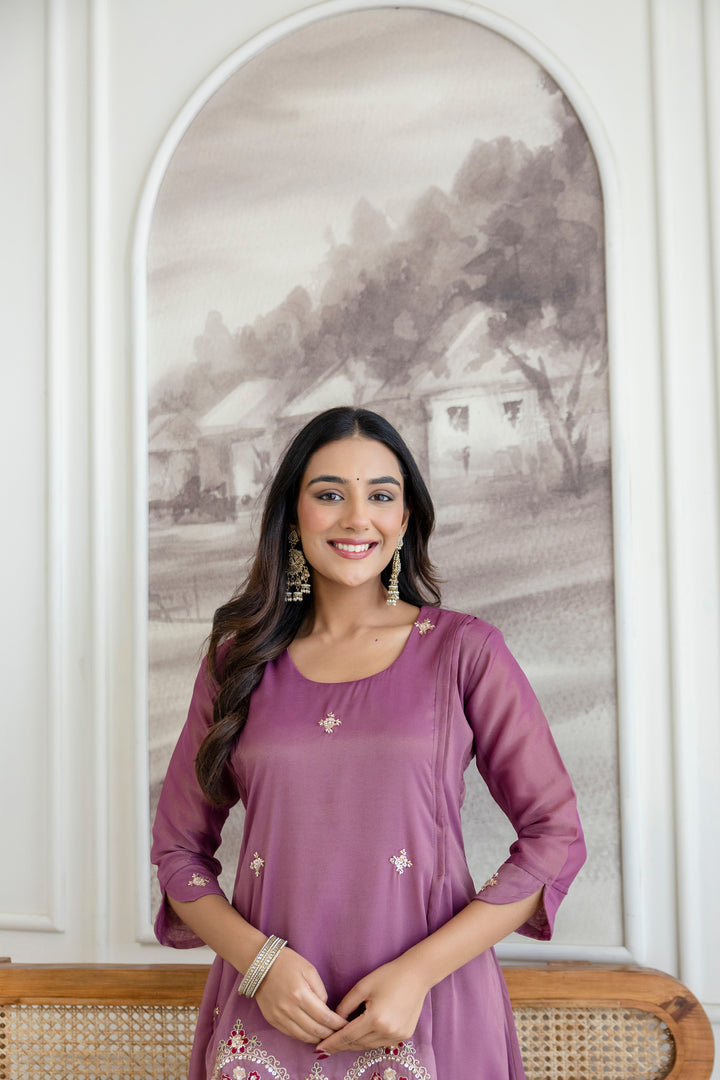 Designer Fancy Onion Color Kurti and Pant Set