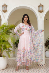 Pista Color Handwork with print Gown
