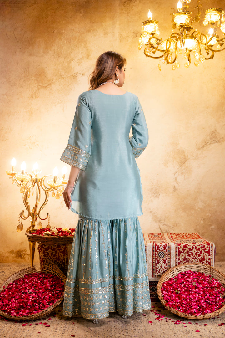 Stylish Kurti With Sarara And Dupatta Set