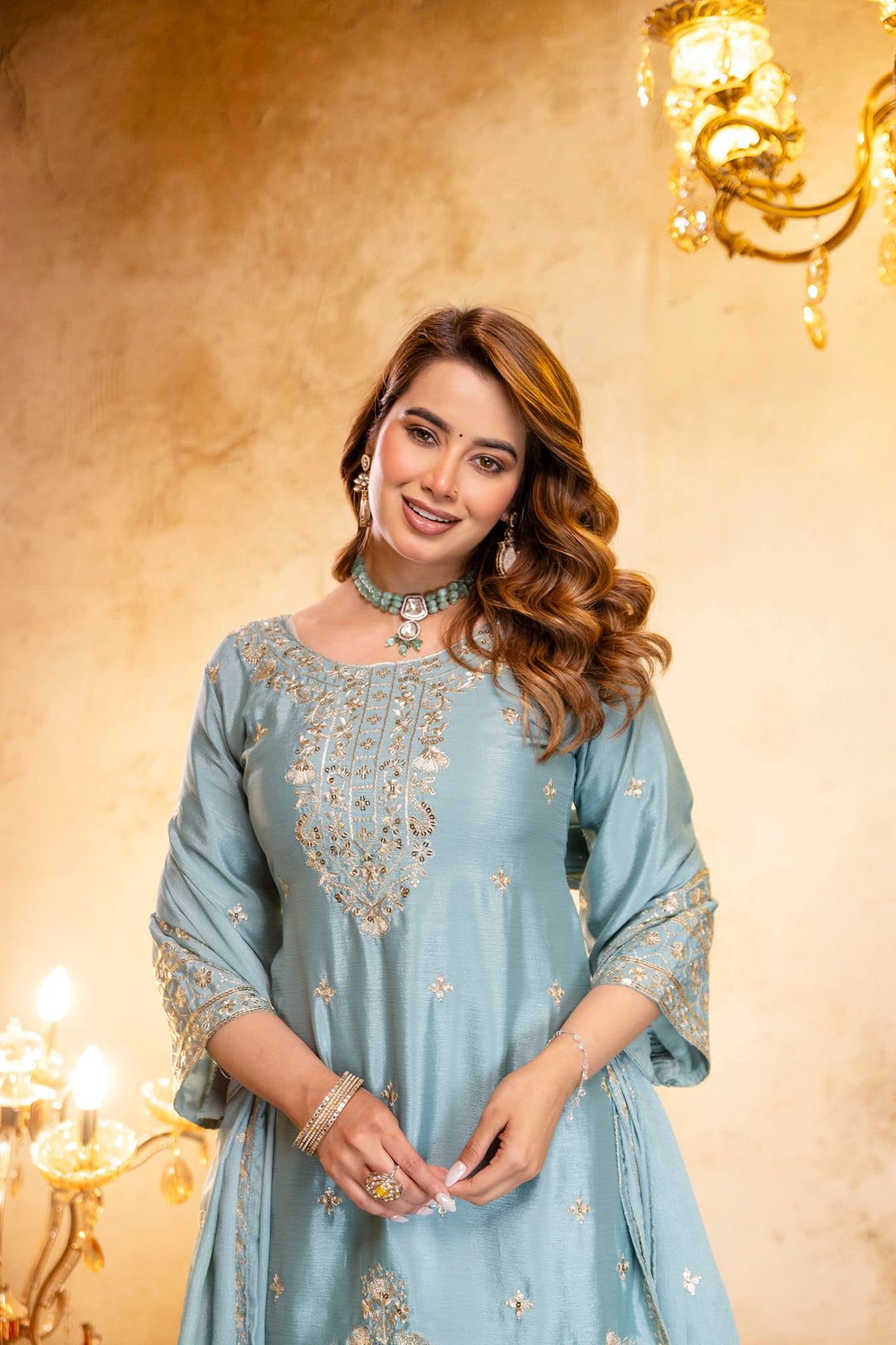 Stylish Kurti With Sarara And Dupatta Set