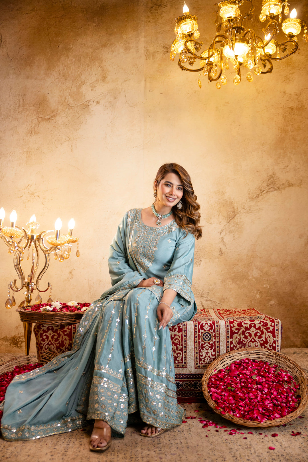 Stylish Kurti With Sarara And Dupatta Set