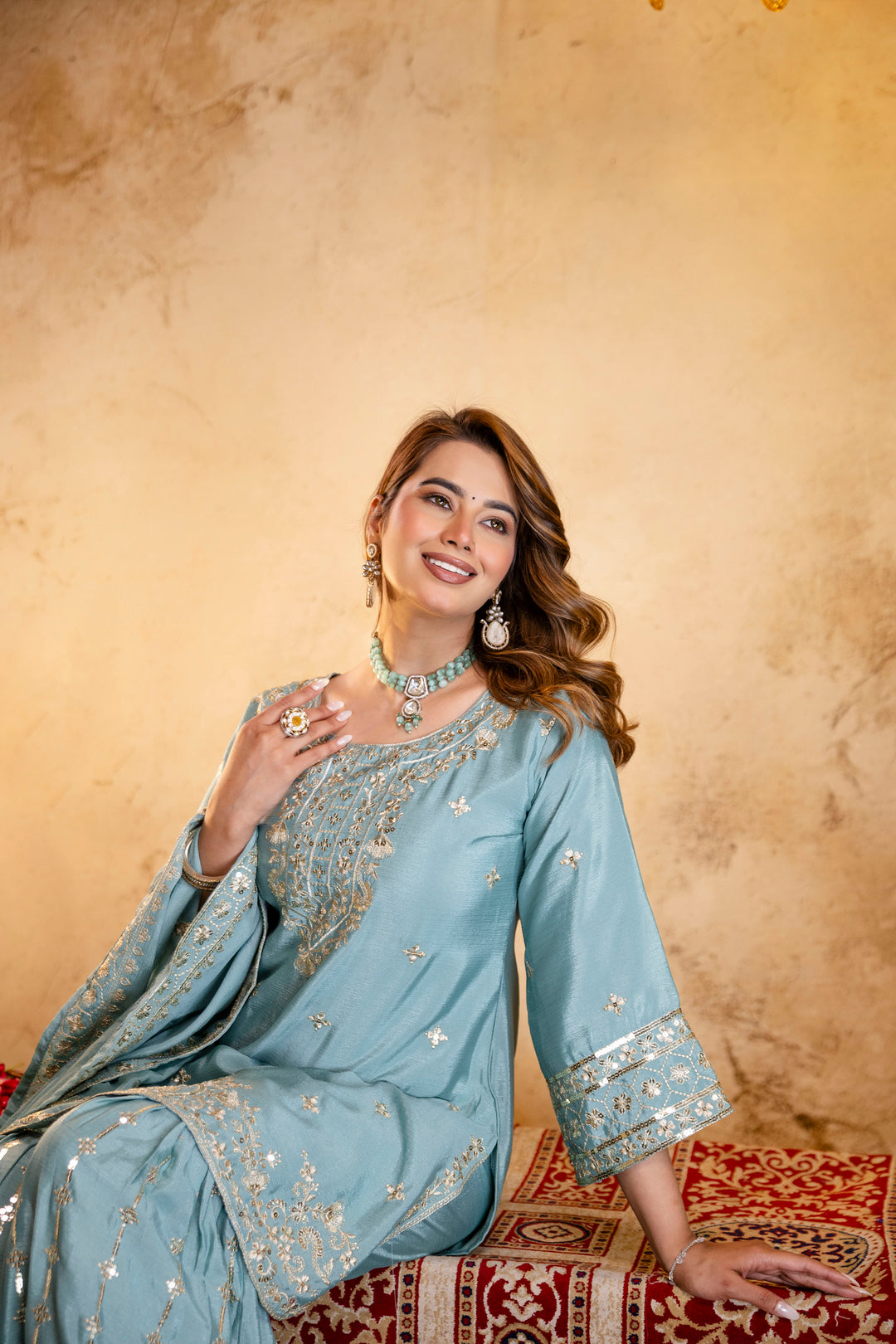 Stylish Kurti With Sarara And Dupatta Set