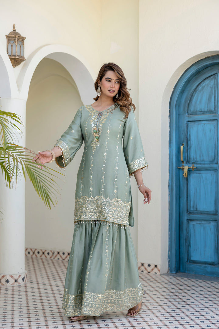 Ready-Made Kurti With Sarara And Dupatta