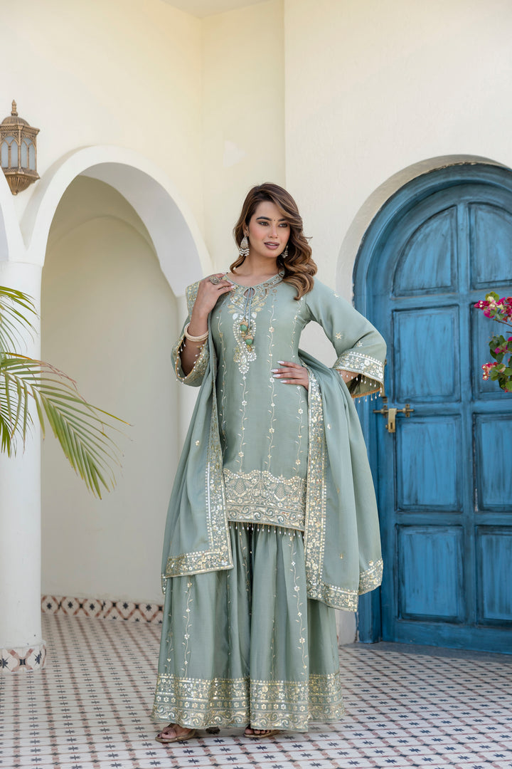 Ready-Made Kurti With Sarara And Dupatta