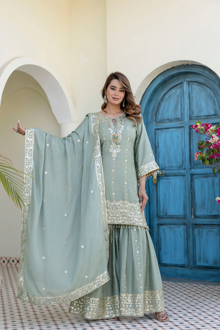 Ready-Made Kurti With Sarara And Dupatta