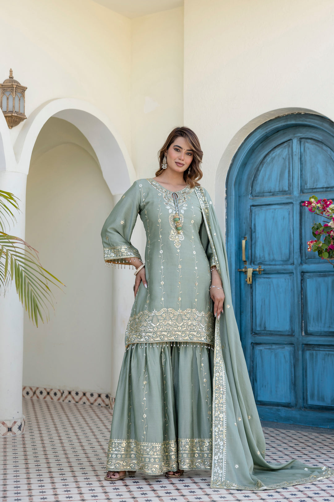 Ready-Made Kurti With Sarara And Dupatta
