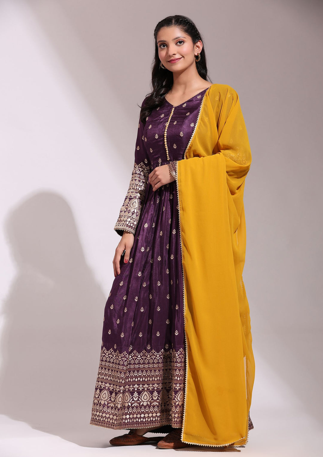 Bollywood Style Wine Color Viscose Anarkali Gown