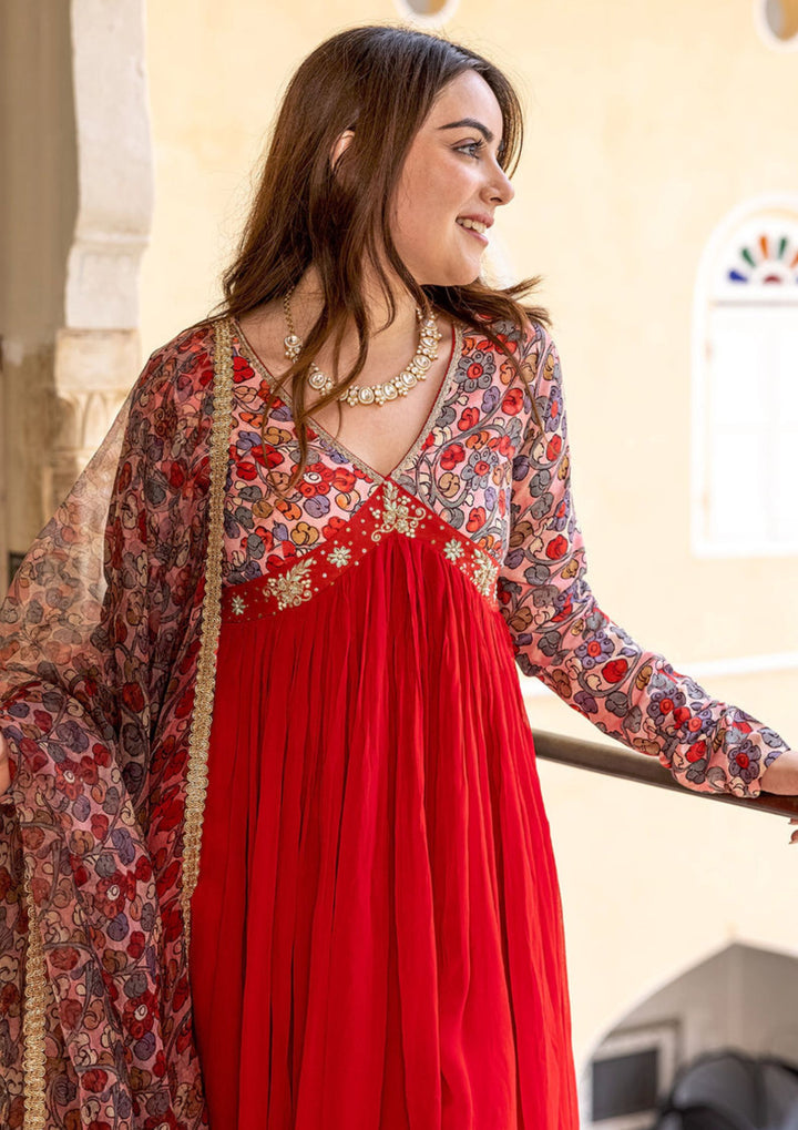 Aliya Cut Red Color Hand Work Suit