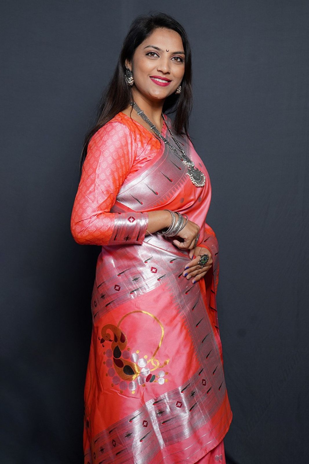 Pink Color Soft Paithani Silk Jacquard Saree
