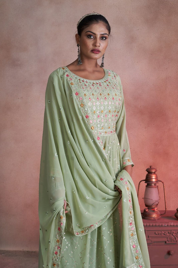 Classic Green Color Salwar Suit With Dupatta Set