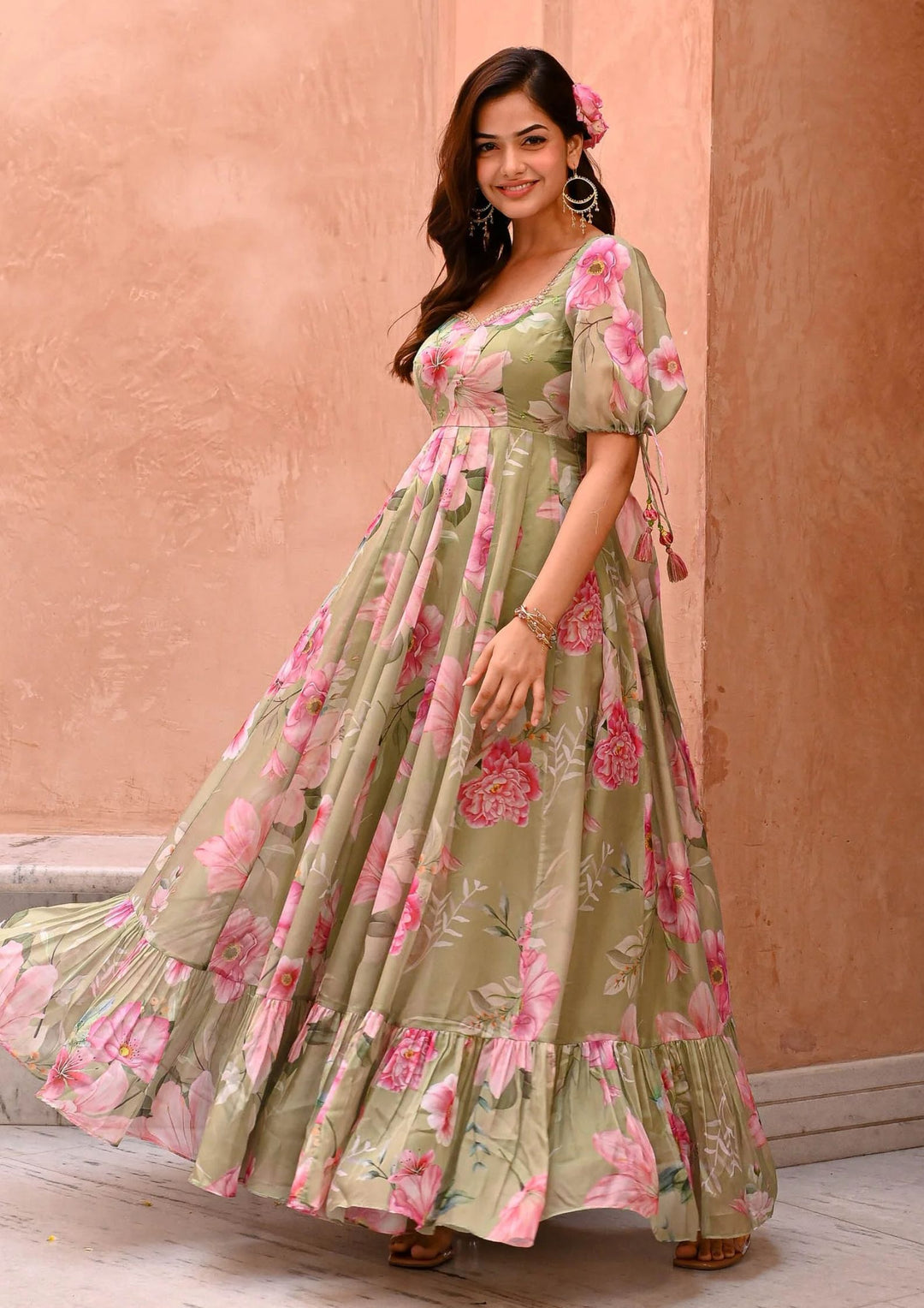 maxi anarkali dress Beautiful Silk Anarkali Gown Model One Partywear Long Gown for Girls Size 38 Medium Ready to Ship