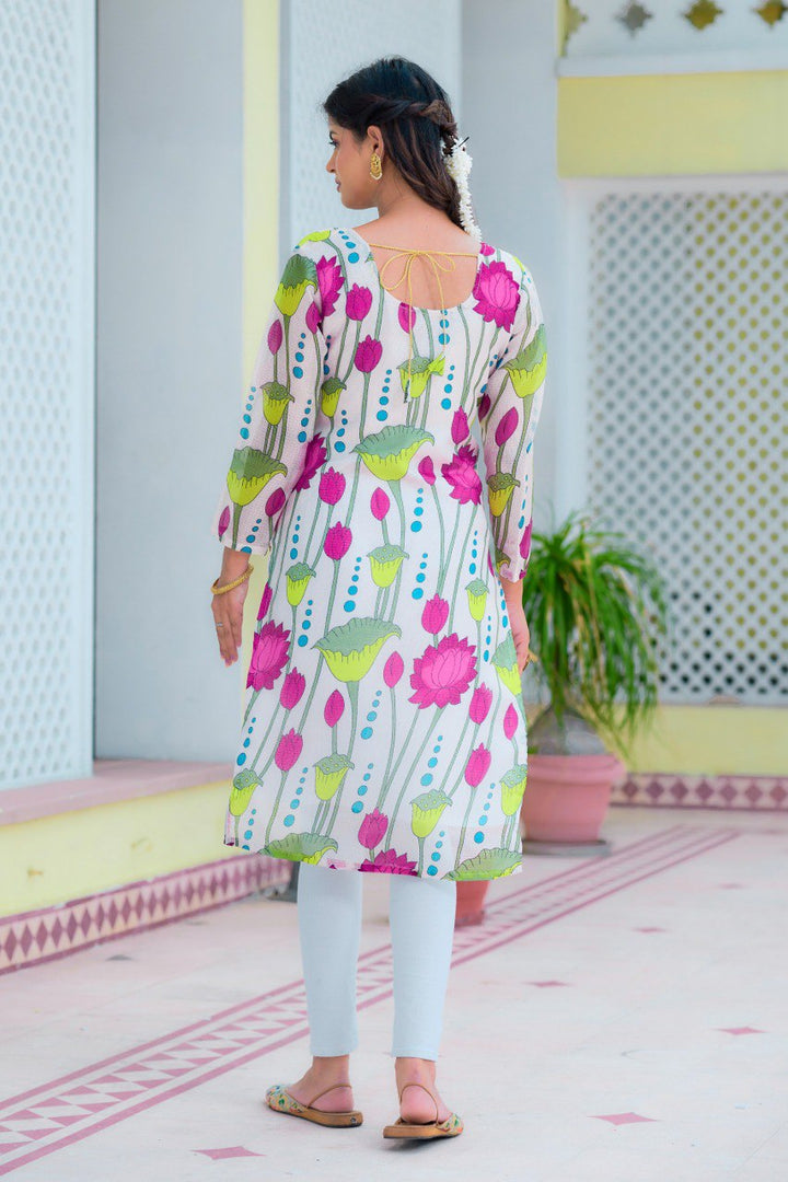 Pink Floral Print Kurti