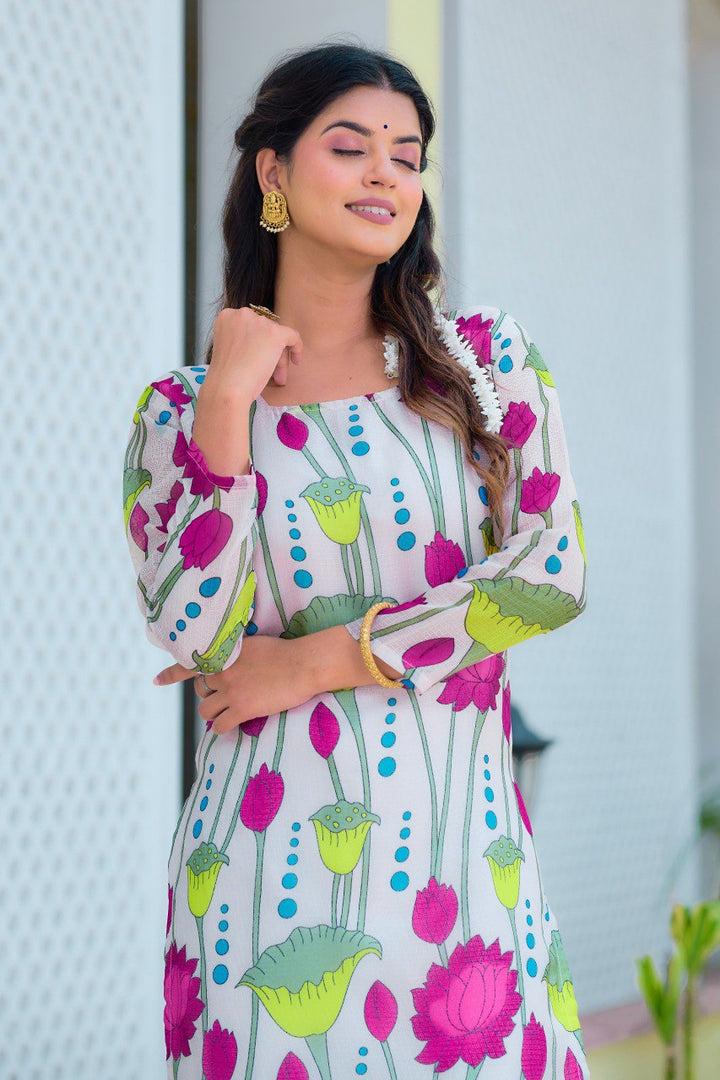 Pink Floral Print Kurti