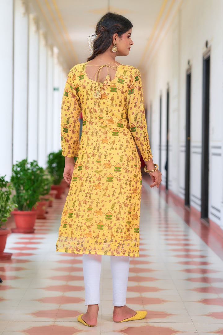 yellow Printed Kurti