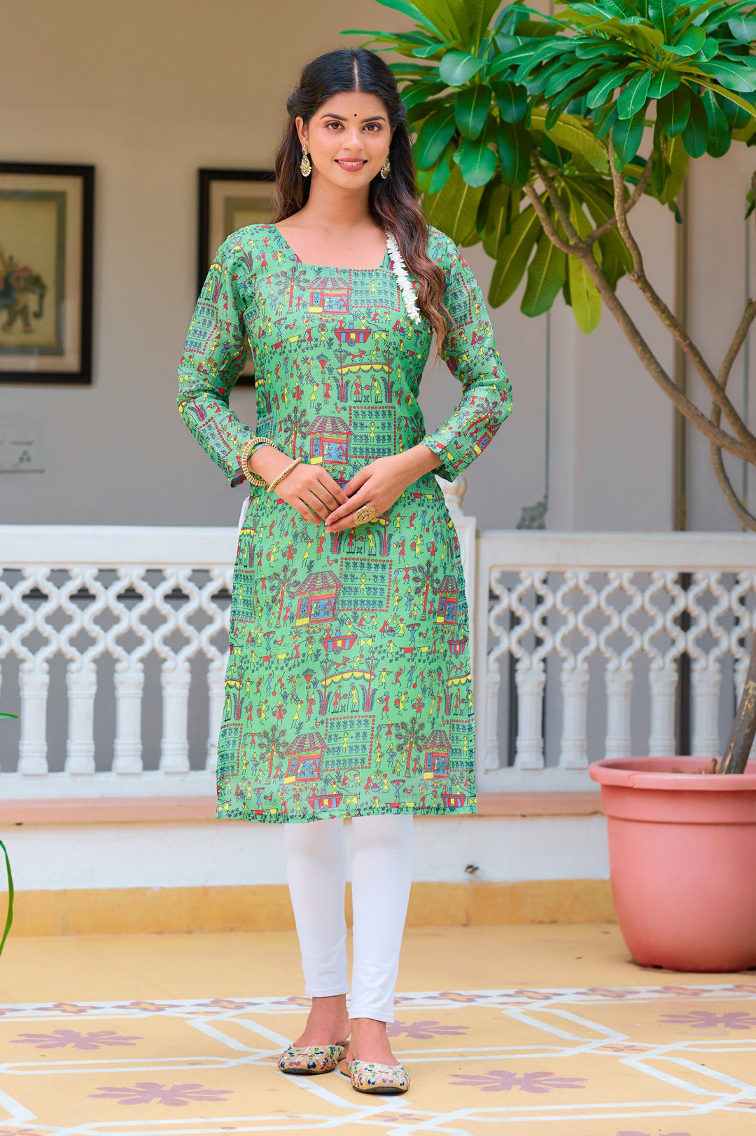 Green Printed Kurti