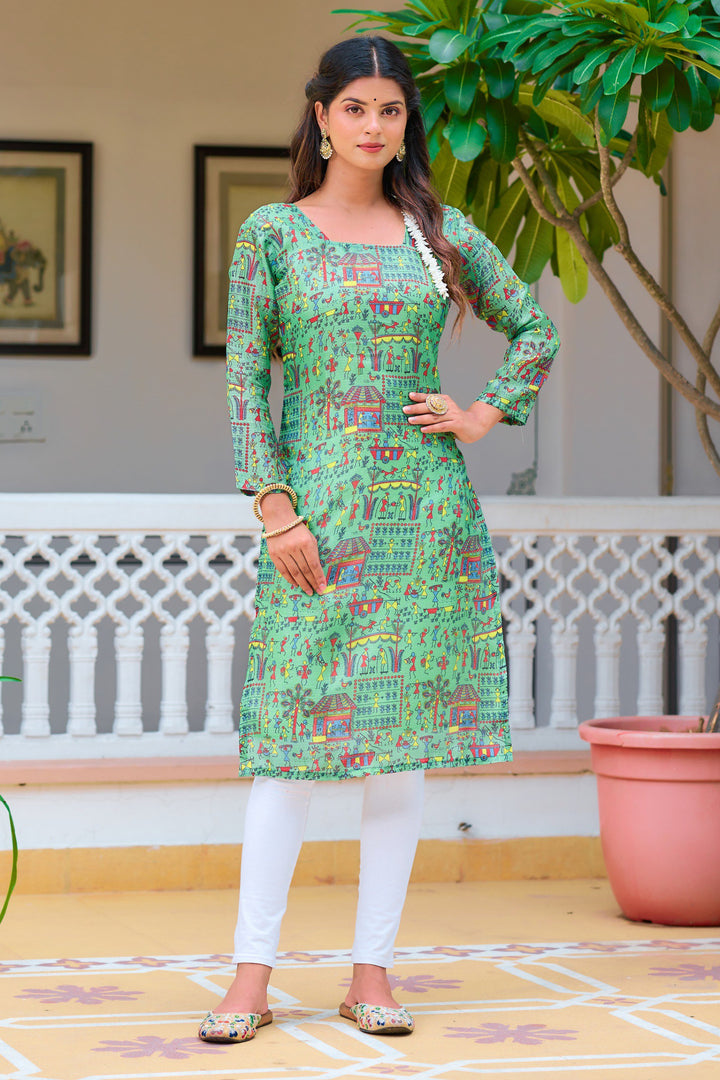 Green Printed Kurti