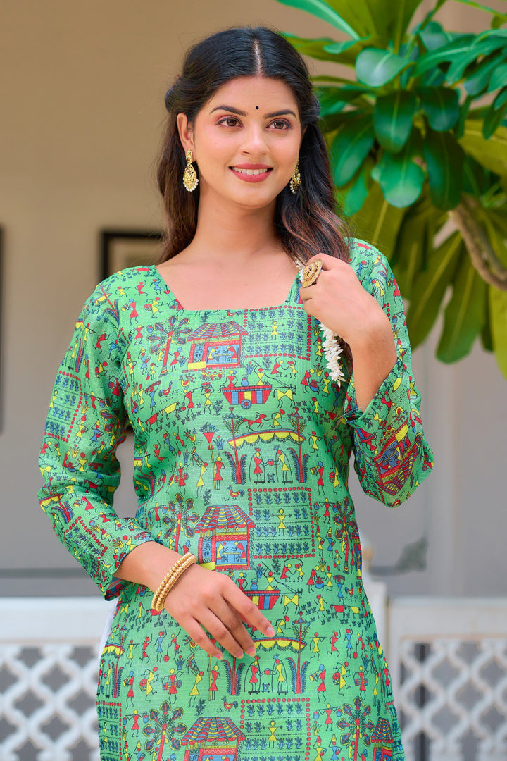 Green Printed Kurti