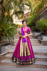 Paithani Jacquard Pink Silk Zari Weaving Lehenga choli
