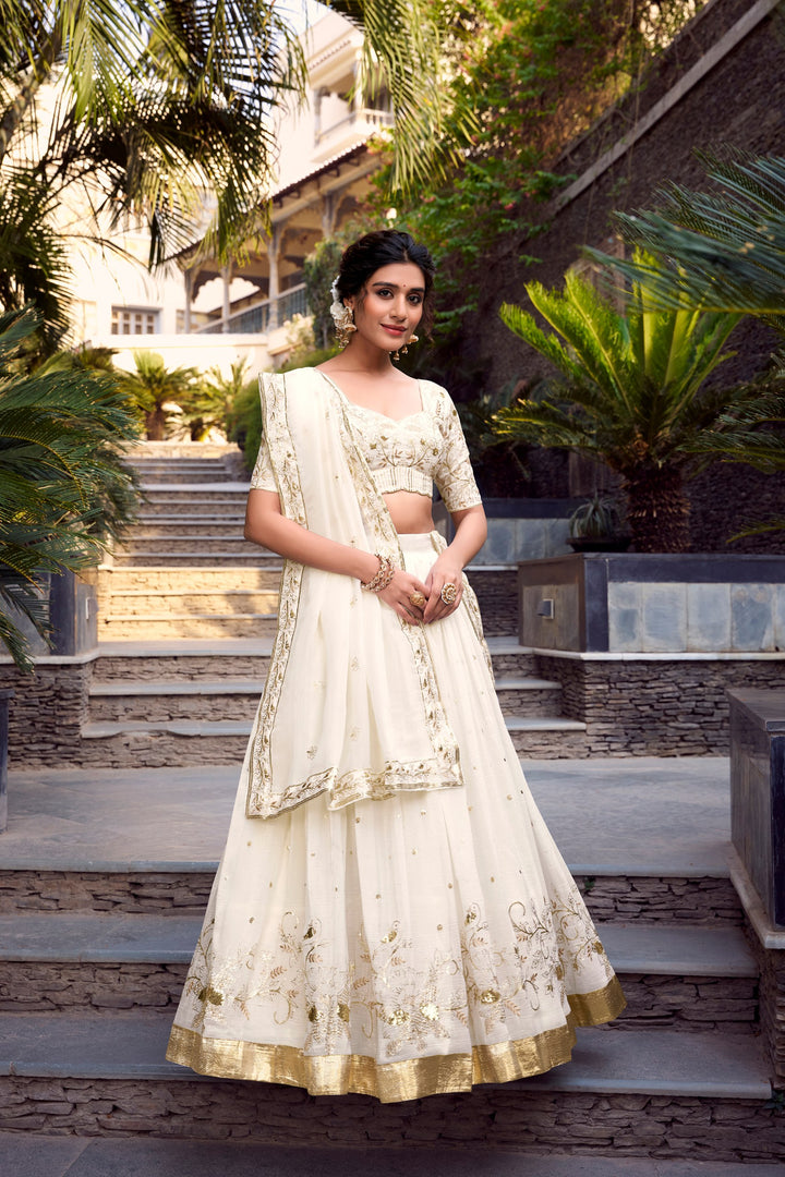 Off-white glam Silver Glosy Lehenga Choli