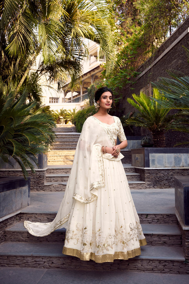 Off-white glam Silver Glosy Lehenga Choli