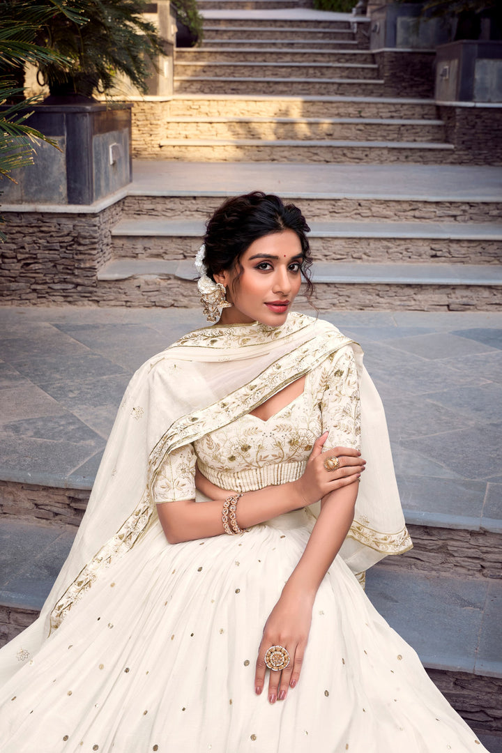 Off-white glam Silver Glosy Lehenga Choli