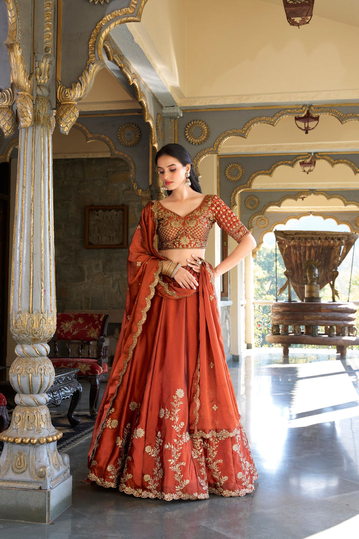 Rangoli Silk gold Lehenga Choli