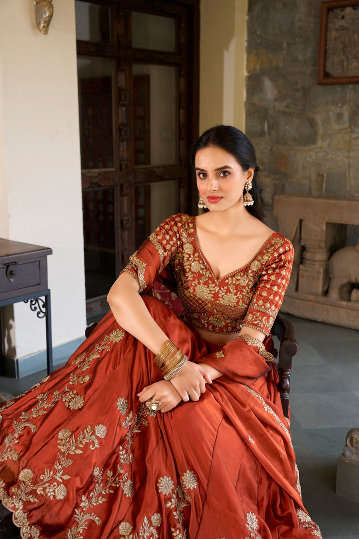 Rangoli Silk gold Lehenga Choli