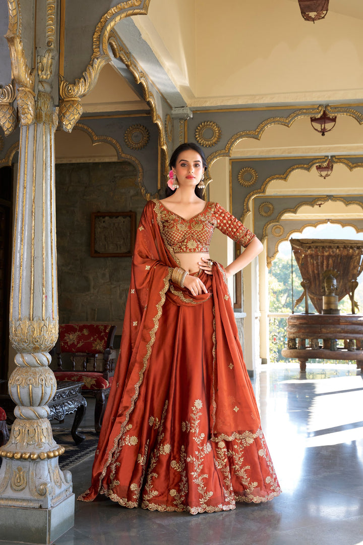 Rangoli Silk gold Lehenga Choli