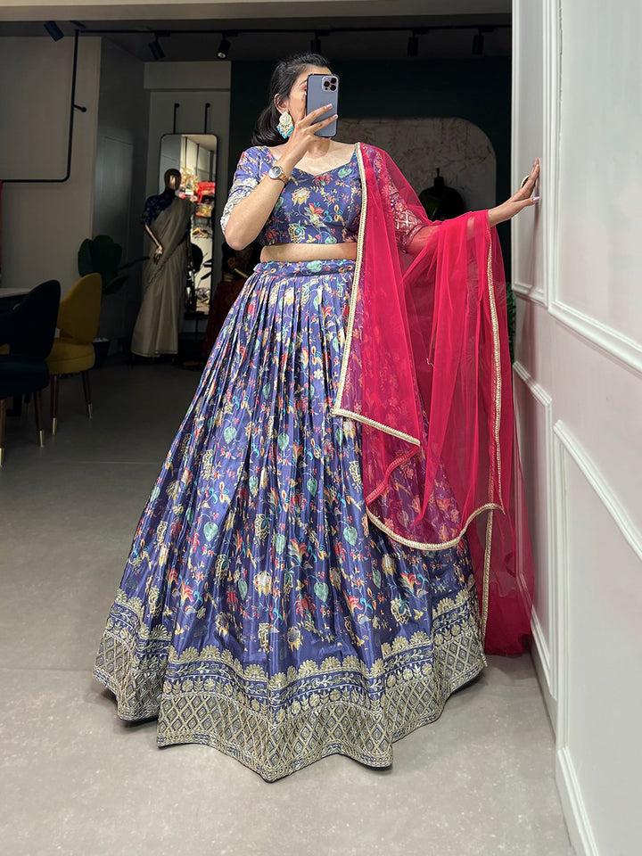 Digital Print With Embroidery Sequins Lehenga Choli