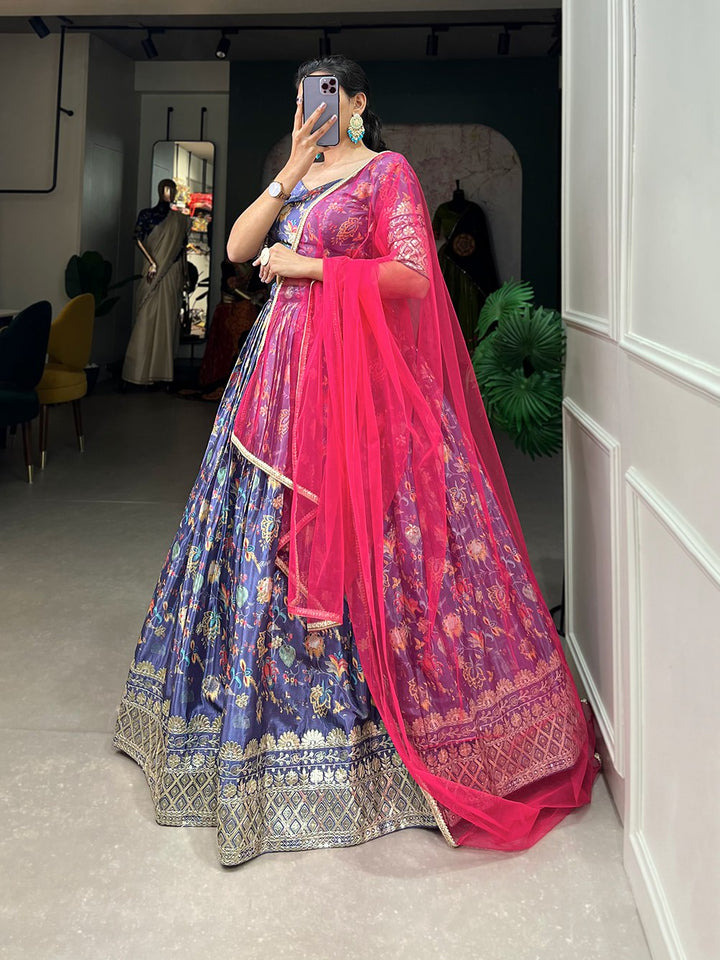 Digital Print With Embroidery Sequins Lehenga Choli
