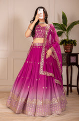 Pink Simmer Silk Heavy Embroidery Thread & Sequence Work Lehenga Choli