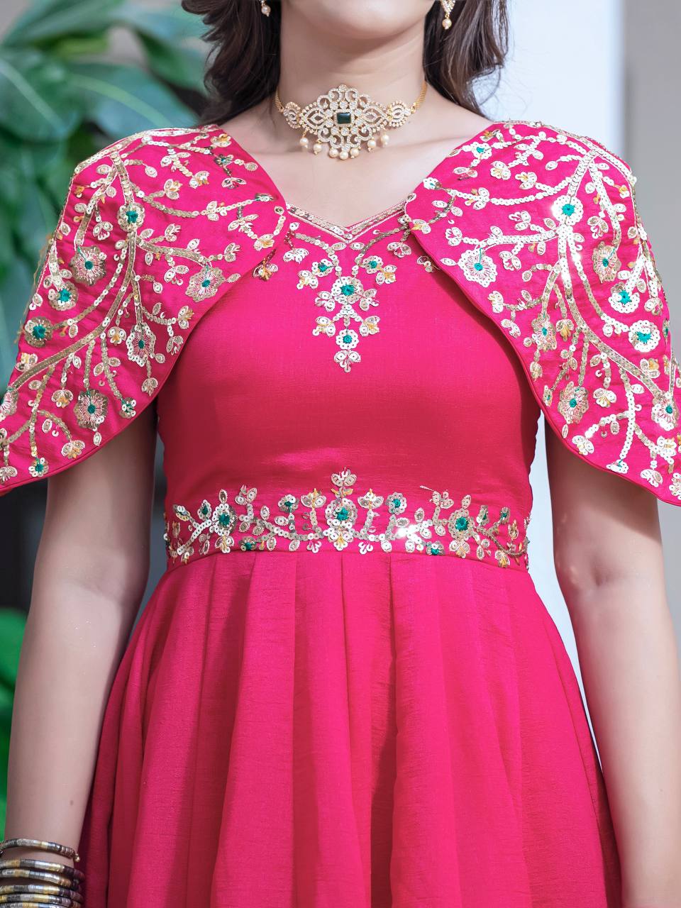 Pink Color Designer anakarli Gown With Dupatta and Pant