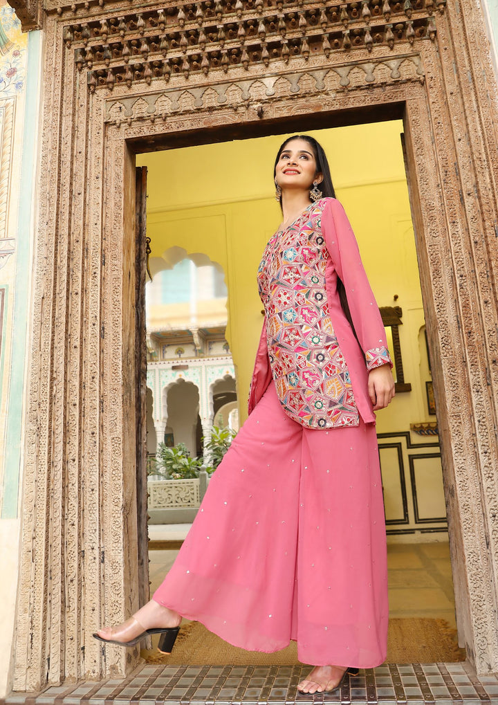 New Designer Pink Color Salwar with Suit And Embroidery Koti