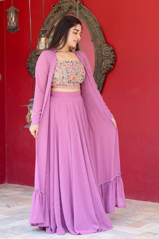 Pink Color Shrug Matching Blouse And Choli