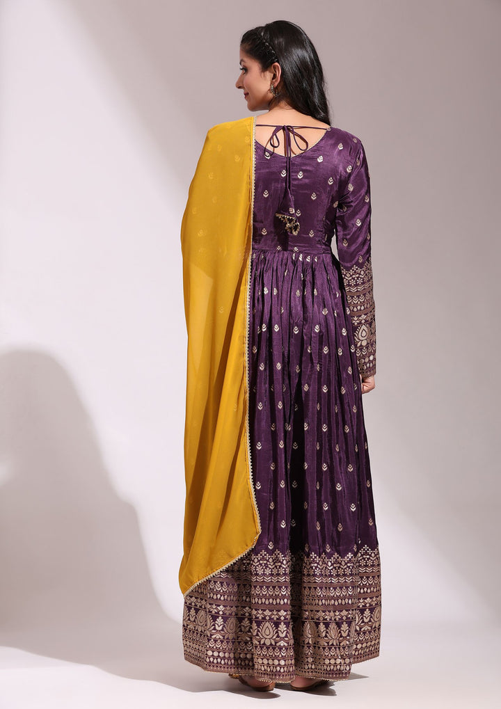Bollywood Style Wine Color Viscose Anarkali Gown