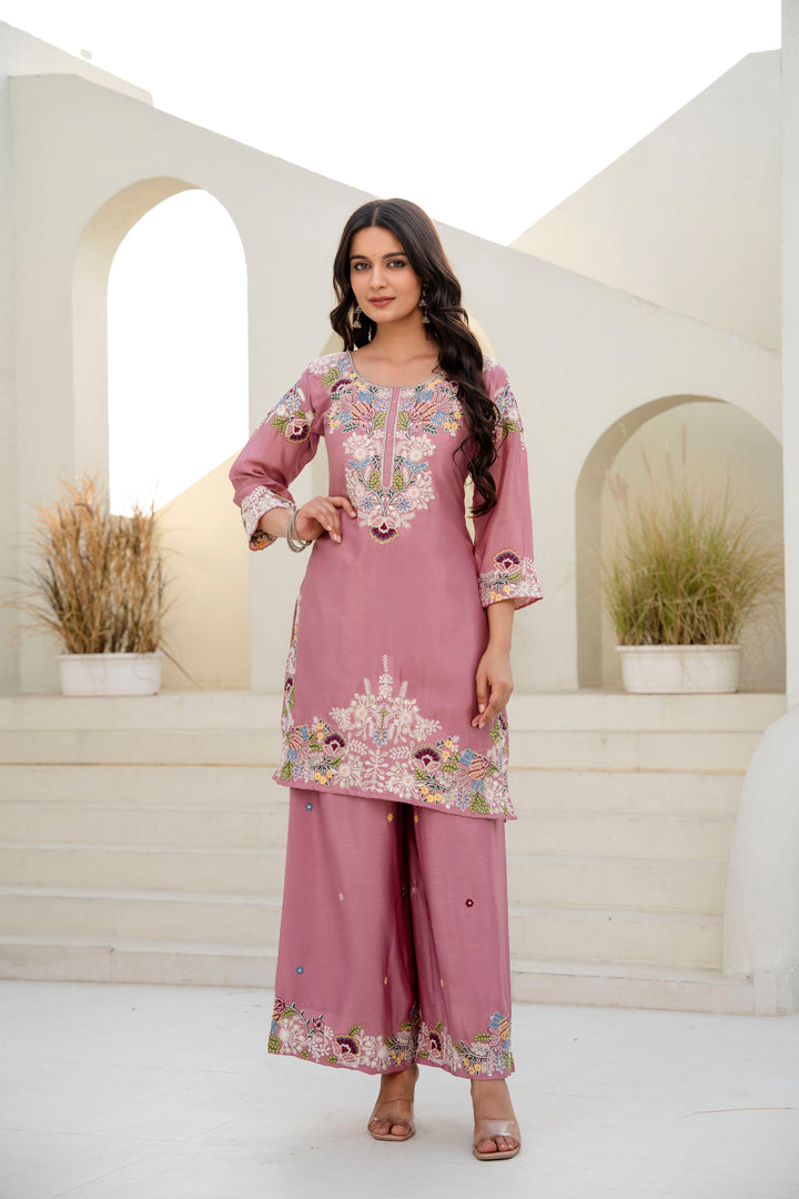 Designer Pink Kurti Set