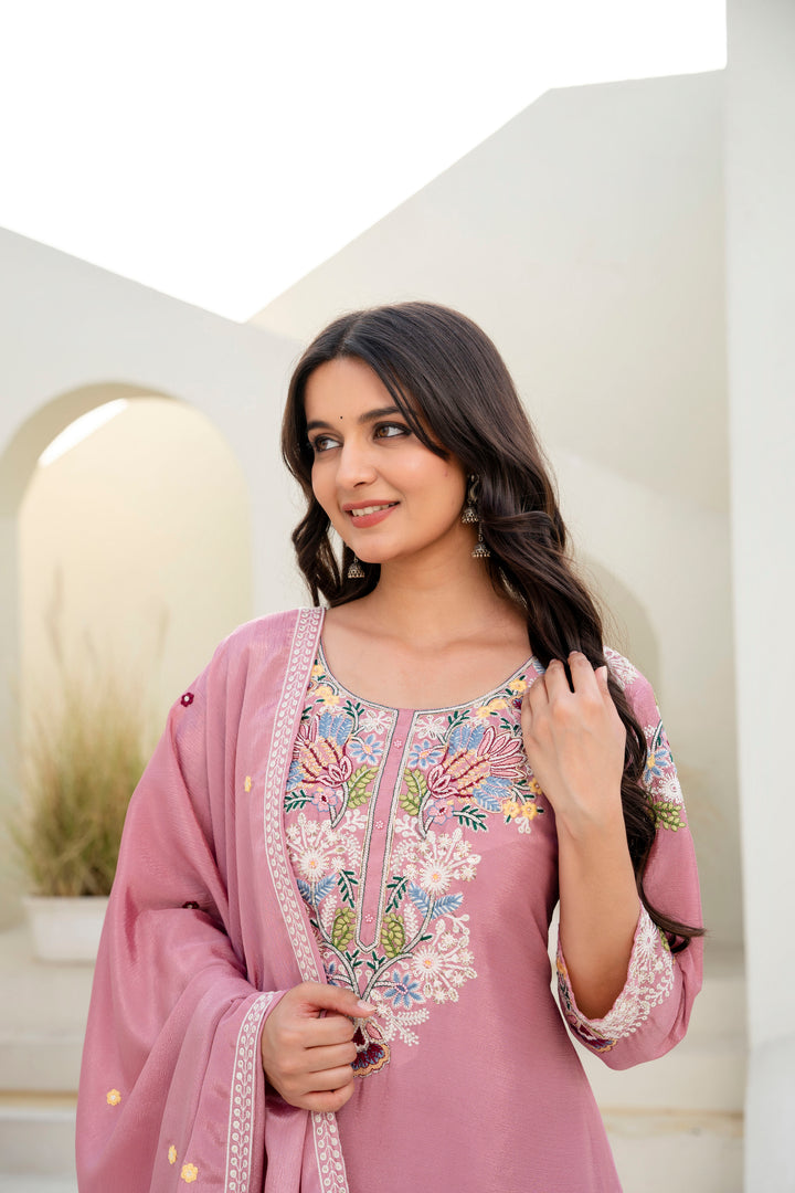 Designer Pink Kurti Set