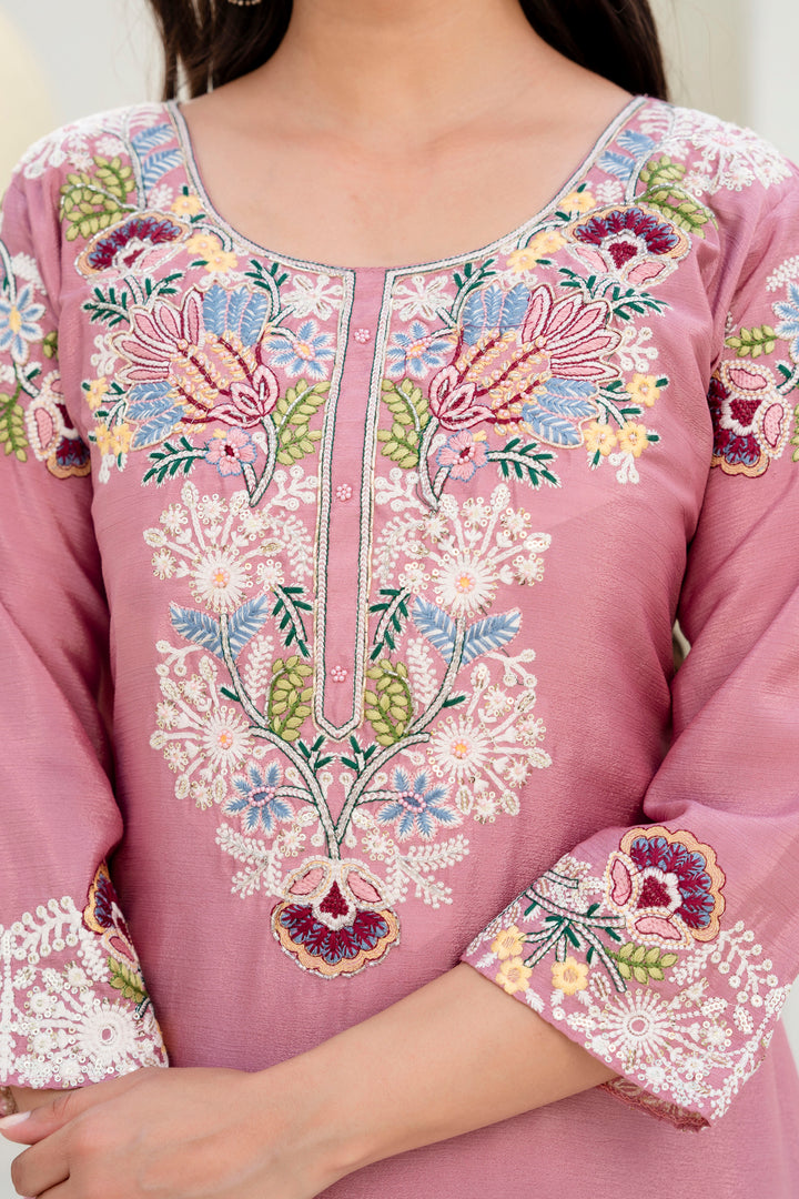 Designer Pink Kurti Set