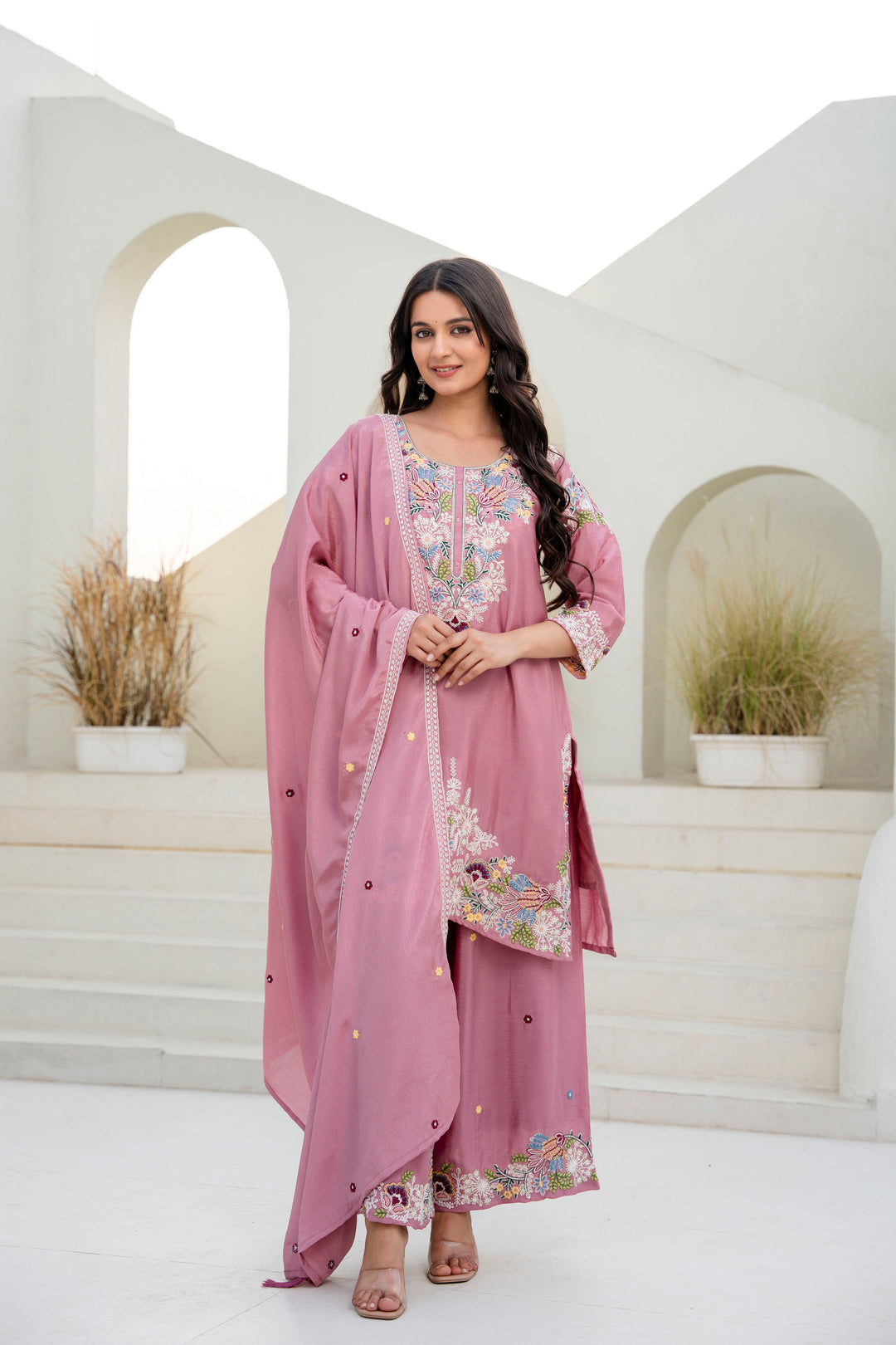 Designer Pink Kurti Set